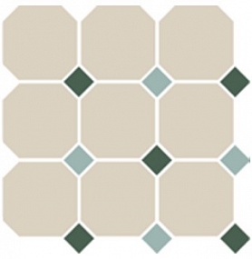 Керамогранит / Top Cer / Victorian Designs / 4416 OCT18+13-B White OCTAGON 16/Green 18 + Turquoise 13 Dots лист 30x30