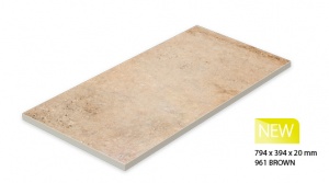 Террасная плита Stroeher  Gravel Blend 961 brown 794*394*20/гравий смесь 961 коричневый 794*394*20/ мм