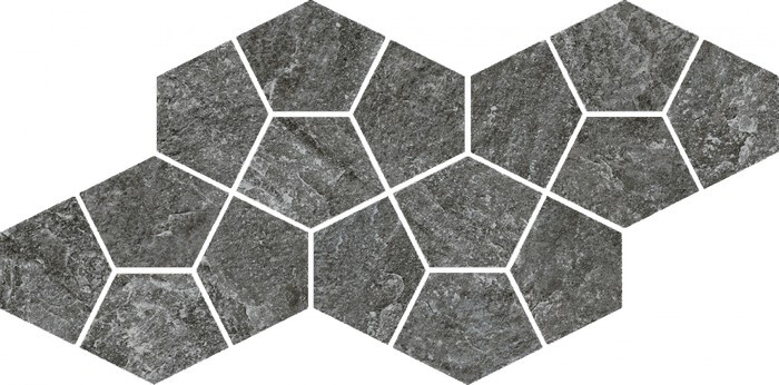 Керамогранит  / Италон / Italon / Magma / Магма/ Мозаика Графит Призм 41,3x20,5  / Graphite Mosaico Prism 41,3x20,5