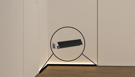 Микроплинтус Laconistiq /Световой/Light (под подсветку) Черный анодированный 25х16х5х2450мм, 7 зажимов в комплекте