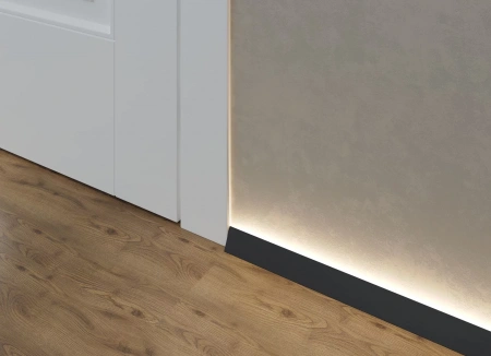Микроплинтус Laconistiq /Световой/Light (под подсветку) Черный анодированный 25х16х5х2450мм, 7 зажимов в комплекте