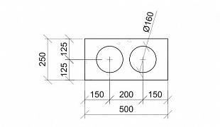 Газобетонный О-блок Ytong D500 500*250*250/2d160 мм