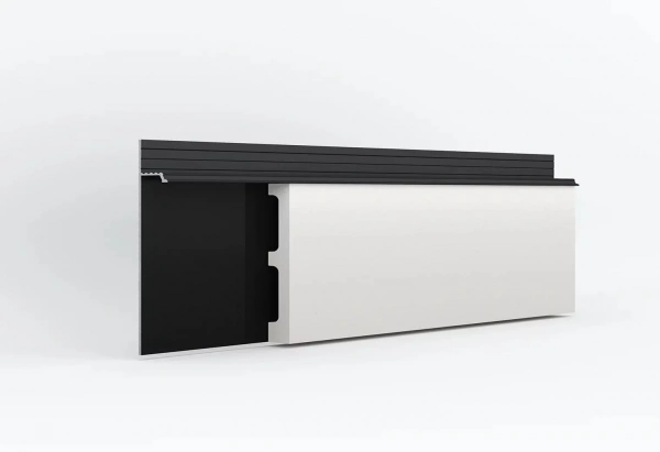 Скрытый плинтус LACONISTIQ /ОБЫЧНЫЙ/REGULAR, под подсветку, черный матовый RAL9005 (80х13х3000мм)